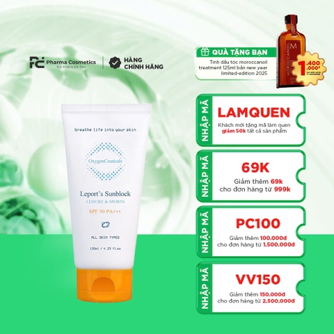 OXYGENCEUTICALS LEPORT'S SUNBLO: Kem Chống Nắng Chống Trôi, Bảo Vệ Toàn Diện Cho Lối Sống Năng Động