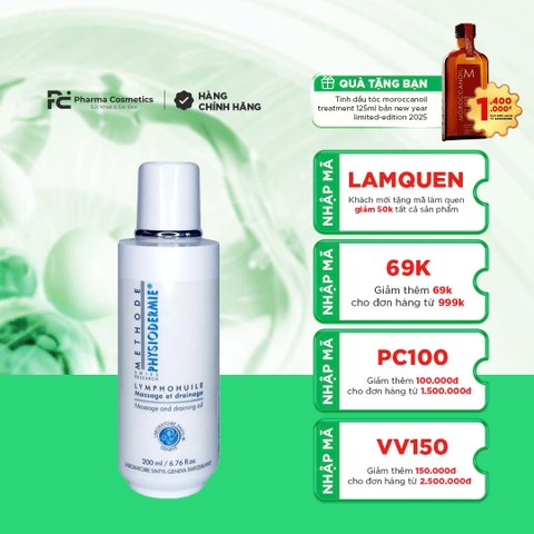 PHYSIODERMIE LYMPHOHUILE – MASSAGE & DRAINING OIL / DẦU MASSAGE LƯU DẪN HỆ BẠCH HUYẾT, THẢI ĐỘC VÀ GIỮ ẨM CHO DA