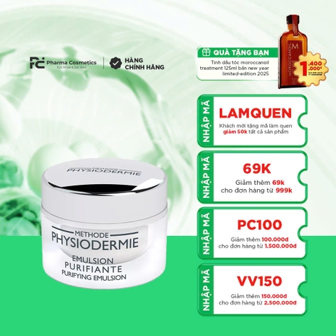 METHODE PHYSIODERMIE PURIFYING SKIN EMULSION / KEM DƯỠNG THẢI ĐỘC TỐ SÁNG DA, CẢI THIỆN DA SẦN SÙI, XỈN MÀU ( 50ML)