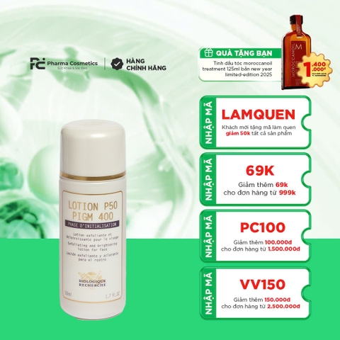 BIOLOGIQUE RECHERCHE LOTION P50 PIGM 400 / LOTION GIẢI PHÁP TỐI ƯU CHO LÀN DA SÁNG MỊN, ĐỀU MÀU 50ml
