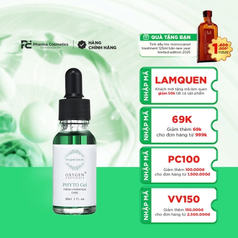 OXYGENCEUTICALS PHYTO GEL: Gel Dưỡng Ẩm Sâu, Kiểm Soát Dầu & Hỗ Trợ Làm Sáng Da Rạng Rỡ