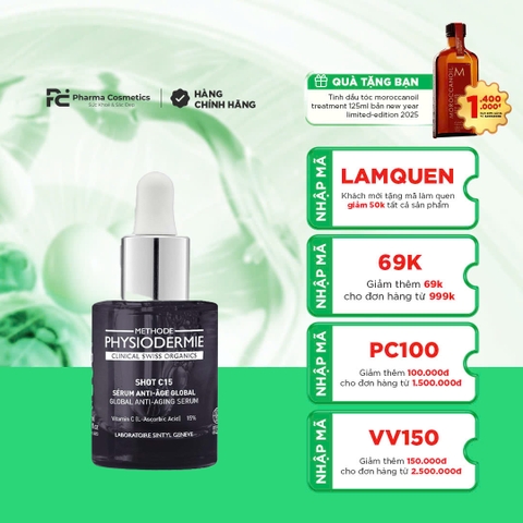 METHODE PHYSIODERMIE SHOT C15 / TINH CHẤT VITAMIN C TƯƠI, HỮU CƠ, SÁNG DA MỜ THÂM THẾ HỆ MỚI, ĐẬM ĐẶC 15%