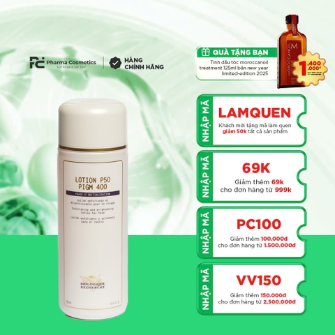 BIOLOGIQUE RECHERCHE LOTION P50 PIGM 400 / LOTION GIẢI PHÁP TỐI ƯU CHO LÀN DA SÁNG MỊN, ĐỀU MÀU 250ml