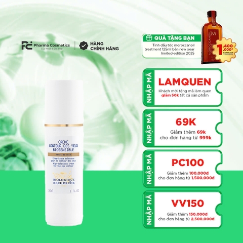 BIOLOGIQUE RECHERCHE CRÈME CONTOUR DES YEUX BIOSENSIBLE / KEM DƯỠNG MẮT LÀM DỊU CẢM GIÁC VÀ GIÚP LÀM MỜ QUẦNG THÂM 50ml