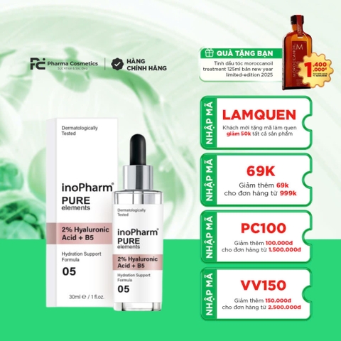 INOPHARM 2% HYALURONIC ACID + VITAMIN B5 SERUM: Tinh Chất Làm Dịu, Dưỡng Ẩm & Căng Mọng Cho Làn Da