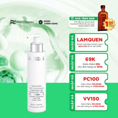 METHODE PHYSIODERMIE SHOWER HYDRATING MILK NB – OILY SKIN / SỮA RỬA MẶT TẠO BỌT KIỀM DẦU, LÀM MỀM MỊN DA ( DA THƯỜNG / DA DẦU) ( 200ML)
