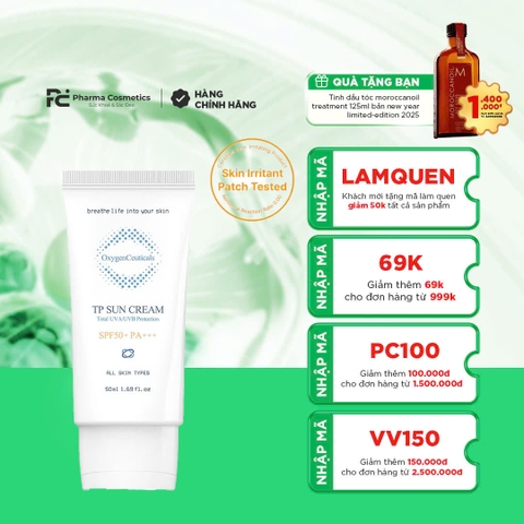 OXYGENCEUTICALS TP SUN CREAM: Kem Chống Nắng Phổ Rộng Bảo Vệ Toàn Diện & Dưỡng Ẩm Cho Làn Da Sáng Khỏe