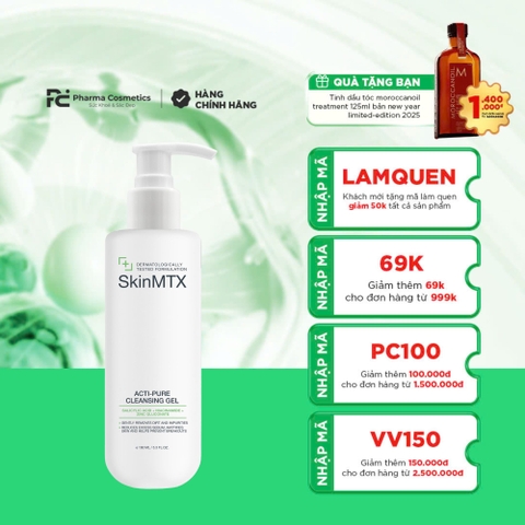 SKINMTX ACTI-PURE CLEANSING GEL: Gel Rửa Mặt Làm Sạch Sâu - Kiềm Dầu & Ngừa Mụn Cho Da Dầu