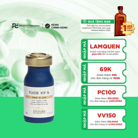 BIOLOGIQUE RECHERCHE FLUIDE VIP O2 / TINH CHẤT CHỐNG OXY HÓA, MANG LẠI VẺ TƯƠI SÁNG VÀ RẠNG RỠ TỨC THÌ CHO LÀN DA 8ml