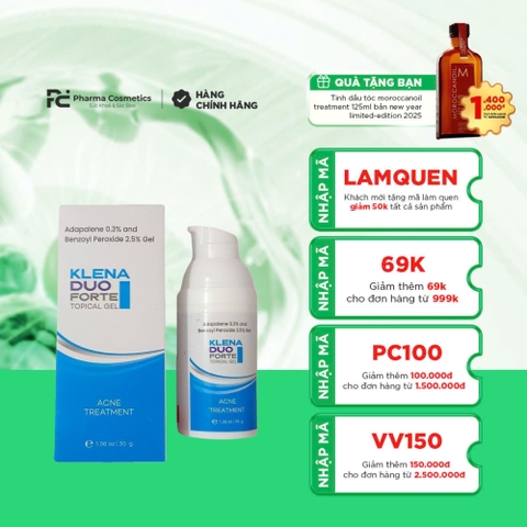 Klena Duo Forte Topical Gel: Gel Đặc Trị Mụn - Sạch Sâu, Giảm Viêm & Ngăn Ngừa Tái Phát