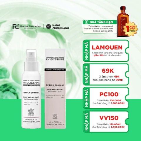 METHODE PHYSIODERMIE FERULIC SOD MIST / XỊT ENZYME FERULIC SOD BẢO VỆ DA, CHỐNG ÁNH SÁNG XANH (ORGANIC)