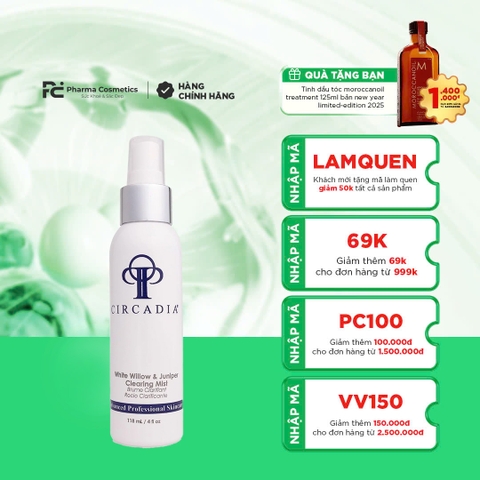 CIRCADIA WHITE WILLOW & JUNIPER CLEARING MIST: Xịt Khoáng & Toner Thanh Lọc Chuyên Sâu Cho Da Mụn