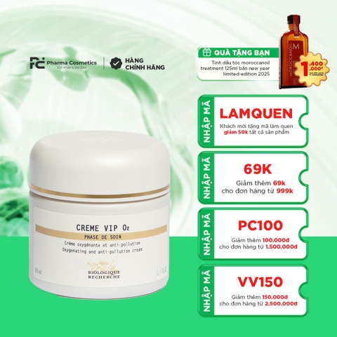 BIOLOGIQUE RECHERCHE CRÈME VIP O2 / KEM DƯỠNG CHĂM SÓC LÀN DA XỈN MÀU VÀ THIẾU SỨC SỐNG, ĐẶC BIỆT DO TÁC ĐỘNG CỦA MÔI TRƯỜNG Ô NHIỄM 50ML