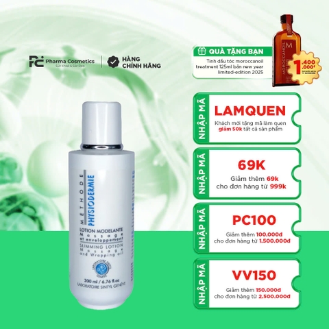 PHYSIODERMIE SLIMMING LOTION – MASSAGE & WRAPPING OIL / DẦU MASSAGE QUẤN ỐM, DƯỠNG ẨM VÀ GIẢM MÔ MỠ CỨNG DƯỚI DA
