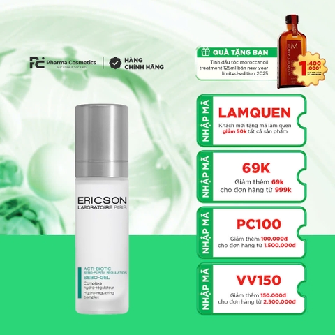 ERICSON ACTI-BIOTIC SEBO-GEL CORRECTIVE GEL: Gel Dưỡng Giải Pháp Chuyên Biệt Cho Da Dầu Mụn & Vùng Chữ T