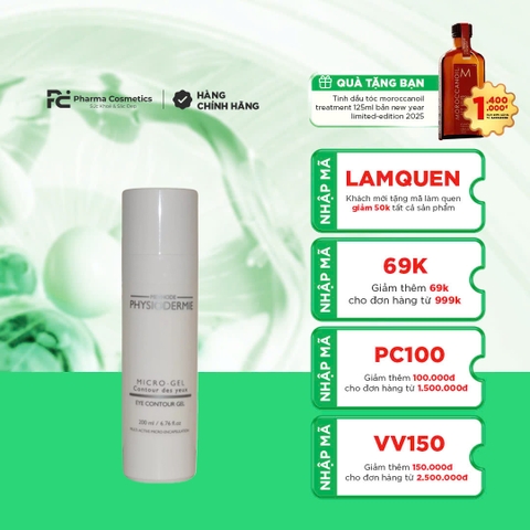 PHYSIODERMIE EYE CONTOUR GEL / GEL DƯỠNG ẨM TẦNG SÂU, GIẢM THÂM, BỌNG, NẾP NHĂN VÀ NGĂN NGỪA LÃO HÓA VÙNG MẮT ( 200ML)