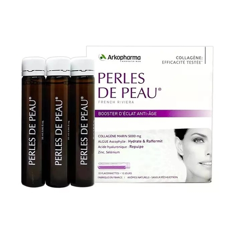 ARKOPHARMA PERLES DE PEAU / NƯỚC UỐNG COLLAGEN 5000 & TẢO BIỂN CHỐNG LÃO HÓA, MỜ NẾP NHĂN