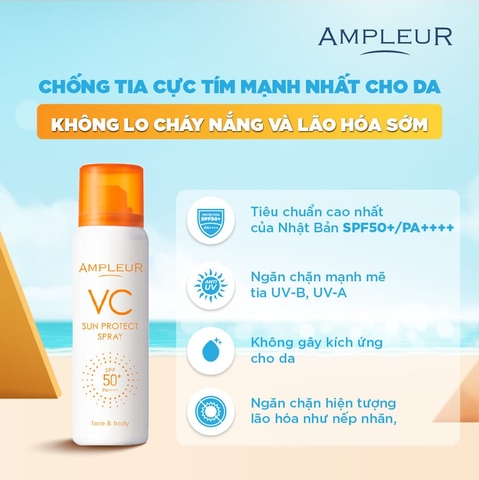 AMPLEUR VC SUN PROTECT SPRAY / XỊT CHỐNG NẮNG