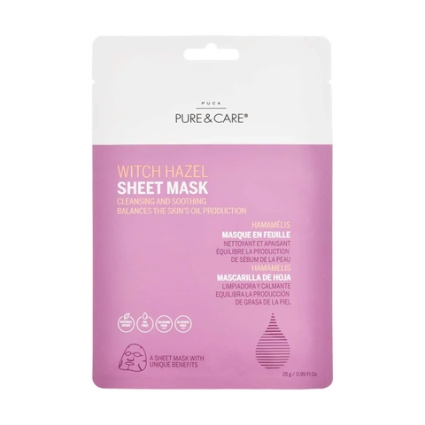 PURE & CARE WITCH HAZEL SHEET MASK / MẶT NẠ CÂN BẰNG DẦU, THU NHỎ LỖ CHÂN LÔNG