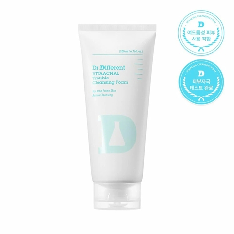 DR.DIFFERENT VITAACNAL TROUBLE CLEANSING FOAM / SỮA RỬA MẶT DƯỠNG TRẮNG DA, ĐIỀU TIẾT BÃ NHỜN, THU NHỎ LỖ CHÂN LÔNG