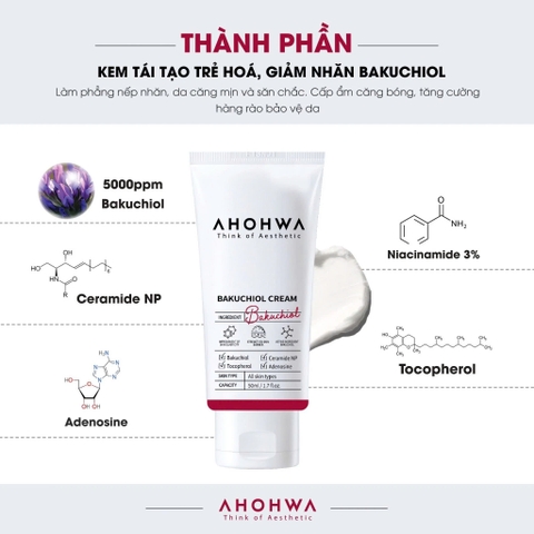 AHOHWA BAKUCHIOL CREAM / KEM TÁI TẠO TRẺ HOÁ, GIẢM NHĂN 