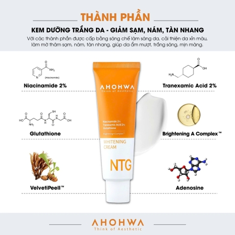 AHOHWA NTG WHITENING CREAM / KEM DƯỠNG TRẮNG DA, GIẢM NÁM - TÀN NHANG 