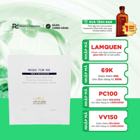 BIOLOGIQUE RECHERCHE MASQUE PIGM 400 / MẶT NẠ VÀNG ĐÁNH THỨC LÀN DA SÁNG BỪNG RẠNG RỠ ( 10 miếng)