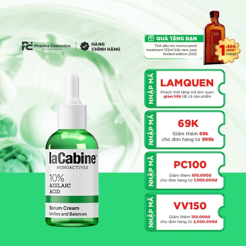 LACABINE 10% AZELAIC ACID SERUM CREAM: Đặc Trị Đa Năng - Giảm Mụn, Mờ Thâm Nám & Sáng Da