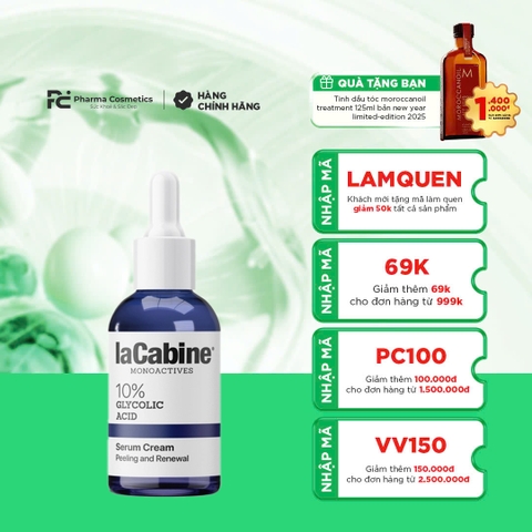 LACABINE 10% GLYCOLIC ACID SERUM CREAM / KEM SERUM TÁI TẠO LÀN, TẠM BIỆT NẾP NHĂN