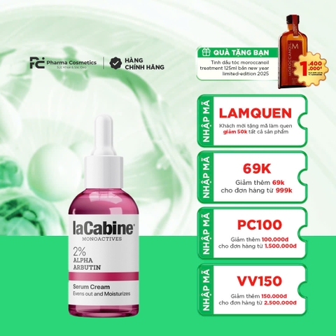 LACABINE 2% ALPHA ARBUTIN SERUM CREAM / KEM SERUM LÀM MỜ THÂM, ĐỀU MÀU, SÁNG DA