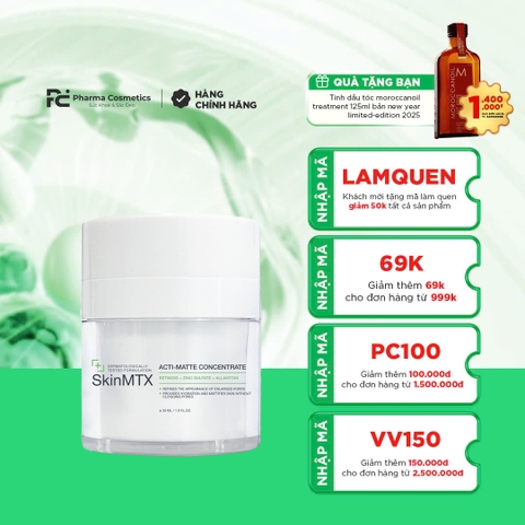 SKINMTX ACTI-MATTE CONCENTRATE: Tinh Chất Kiềm Dầu & Se Khít Lỗ Chân Lông - Cho Làn Da Lì Mịn Hoàn Hảo