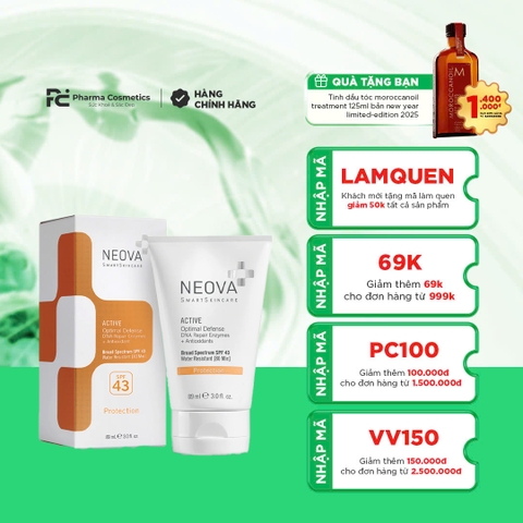 NEOVA ACTIVE OPTIMAL DEFENSE DNA REPAIR ENZYMES + ANTIOXIDANTS SPF43 / KEM CHỐNG NẮNG BẢO VỆ DA DÀNH CHO BODY VÀ MẶT