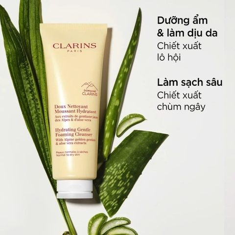 CLARINS HYDRATING GENTLE FOAMING CLEANSER: Sữa Rửa Mặt Dịu Nhẹ, Cấp Ẩm Cho Làn Da Thường & Da Khô