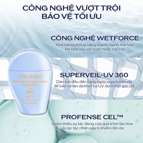 SHISEIDO GSC PERFECT SUN PROTECTOR LOTION SENSITIVE SPF50+: Sữa Chống Nắng Dịu Nhẹ, Bảo Vệ Toàn Diện Cho Da Nhạy Cảm