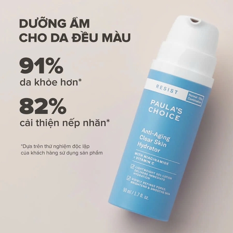 PAULA'S CHOICE RESIST ANTI-AGING CLEAR SKIN HYDRATOR: Kem Dưỡng Ẩm Chống Lão Hóa, Cải Thiện Làn Da Không Đều Màu & Lỗ Chân Lông