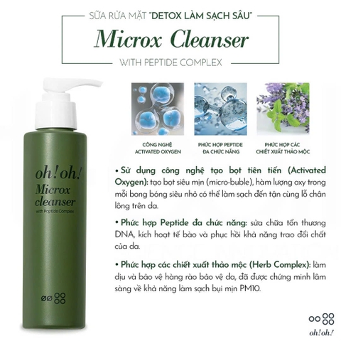 OH!OH! MICROX CLEANSER: Sữa Rửa Mặt Detox Sạch Sâu & Trẻ Hóa Da