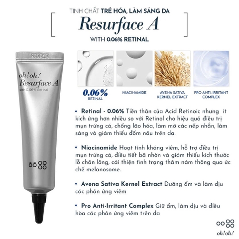 OH!OH! RESURFACE A: Tinh Chất Retinal Trẻ Hóa & Sáng Da, Phục Hồi Làn Da Sức Sống
