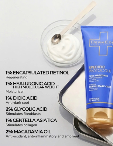 DERMEDEN STRETCH MARK CARE: Kem Ngừa & Cải Thiện Rạn Da, Cho Làn Da Săn Chắc & Mịn Màng