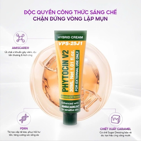 VQM Phytocin Hybrid Cream : Kem Dưỡng Ẩm & Phục Hồi Da Chuyên Sâu, Cải Thiện Mụn & Kích Ứng