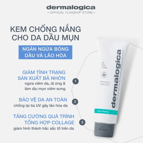 DERMALOGICA OIL FREE MATTE SPF30 - Kem Chống Nắng Dạng Lì, Ngăn Ngừa Bóng Nhờn Cho Da Dầu & Mụn