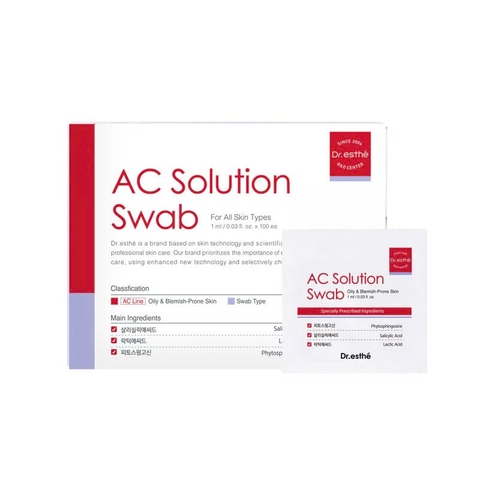 DR.ESTHE AC SOLUTION SWAB: Dung Dịch Đặc Trị Mụn, Kháng Khuẩn & Kiểm Soát Dầu Nhờn