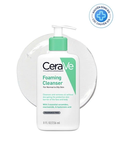 CERAVE FOAMING CLEANSER: Sữa Rửa Mặt Dành Cho Da Dầu, Sạch Sâu & Phục Hồi Hàng Rào Da