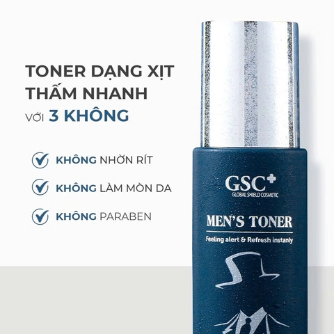 GSC MEN'S TONER: Xịt Khoáng Dưỡng Ẩm, Giảm Mụn & Bảo Vệ Da Chuyên Biệt Cho Nam Giới