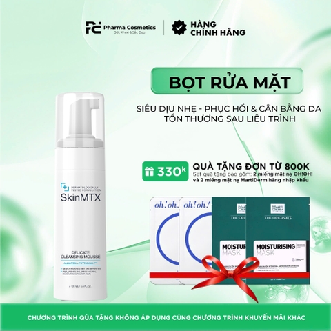 SKINMTX DELICATE CLEANSING MOUSSE: Bọt Rửa Mặt Siêu Dịu Nhẹ - Phục Hồi & Cân Bằng Da Tổn Thương Sau Liệu Trình