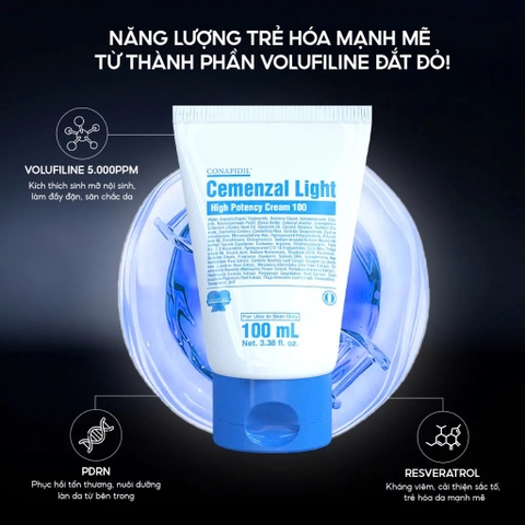 CONAPIDIL CEMENZAL LIGHT (tube) : Kem Dưỡng Hỗ Trợ Tái Tạo & Làm Đầy Sẹo Rỗ - Phục Hồi Chuyên Sâu Từ Tế Bào Gốc