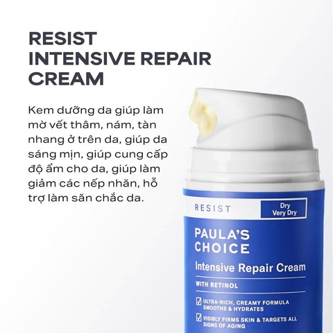 Paula's Choice Resist Intensive Repair Cream – Kem Dưỡng Đêm Chống Lão Hóa & Phục Hồi Da Toàn Diện