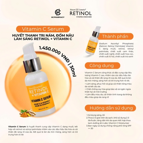 HCPHARMACY VITAMIN C SERUM / HUYẾT THANH TRỊ NÁM, ĐỐM NÂU LÀM SÁNG RETINOL + VITAMIN C 