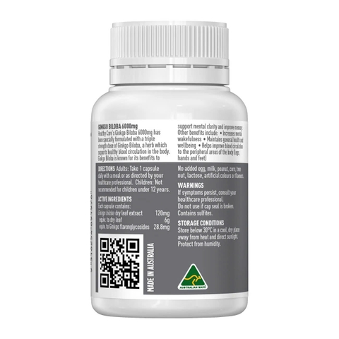 Healthy Care Ginkgo Biloba 6000mg – Giải Pháp Tăng Cường Trí Nhớ & Tuần Hoàn Não Vượt Trội