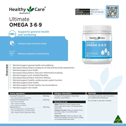 Healthy Care Ultimate Omega 3-6-9 – Giải Pháp Toàn Diện Cho Trái Tim Khỏe Và Làn Da Mịn Màng