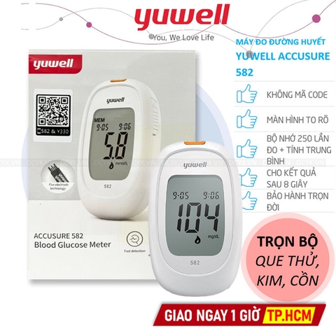 [TRỌN BỘ] Máy Đo Đường Huyết Yuwell Accusure 582 [+ 50 QUE, 50 KIM, CỒN]